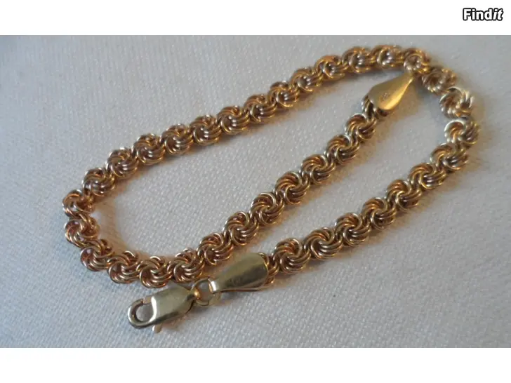 Myydään Kultainen Rosetta rannekoru 14K 19cm