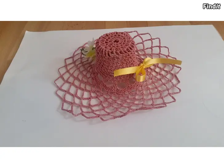 Myydään Virkattu hattu koriste vaaleanpunainen-3e