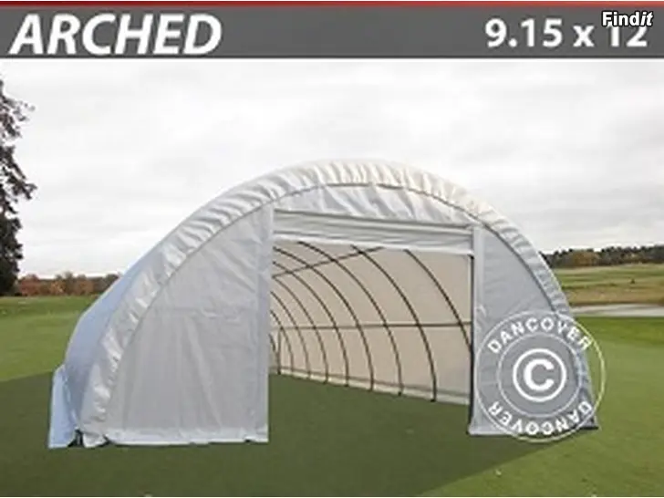 Myydään Rundbågehall  9,15 x 12 x 4,50 Vit PVC 600 g/m²