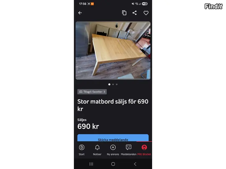 Myydään Matbord med 2 ilägg säljs för 690 kr