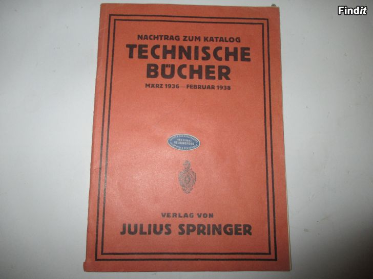 Myydään TECHNISCHE BÜCHER, märz 1936-februar 1938