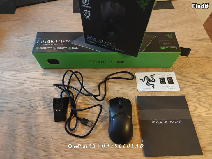 Myydään Razer Viper Ultimate wireless mus+Razer Gigantus v2 XXL matta paket