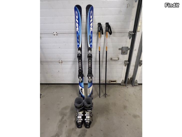Myydään Slalompaket, Skidor Atomic 150 cm, Stavar Atomic 125 cm, skor Dalbello 255 mm  storlek 37-38