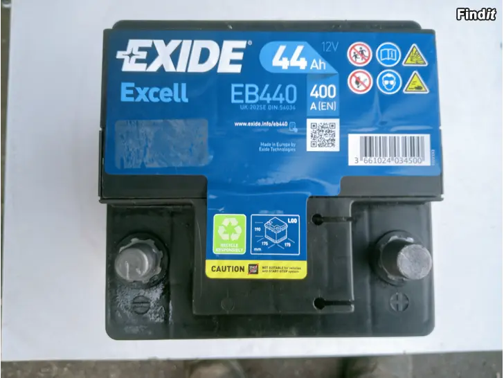 Myydään Exide käynnistysakku EB440 12V 44Ah 400A
