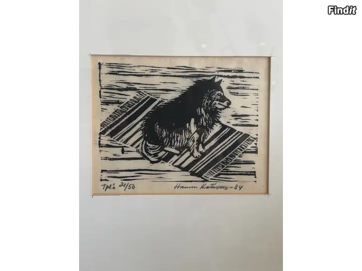 Myydään Taulu Hannu Kotivalo-84  koira/ Hunden