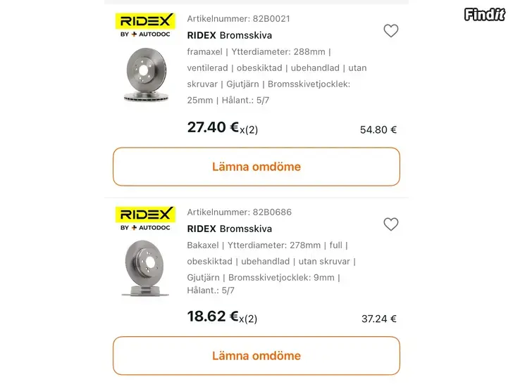 Myydään Mercedes benz bromsskivor