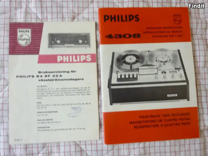 Säljes Vanhat Philips käyttöohjeet