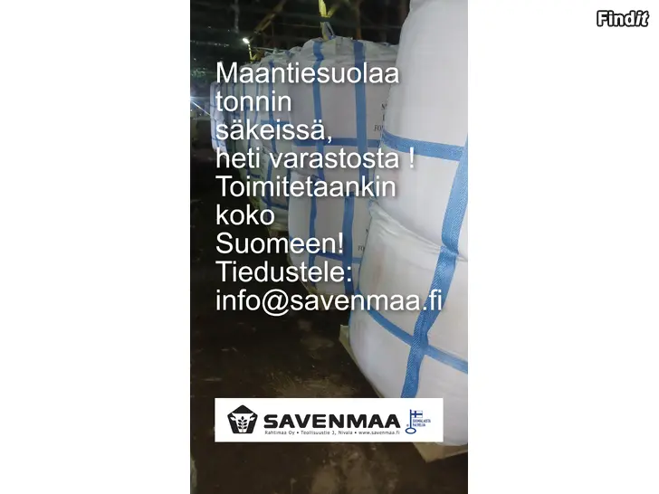 Myydään Maantiesuola tonnin suursäkeissä,Savenmaalta heti varastosta
