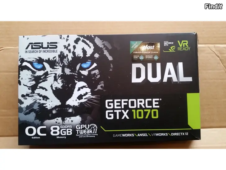 Myydään ASUS GEFORCE GTX 1070 8GB GDDR5 näytönohjain - hinta 70e
