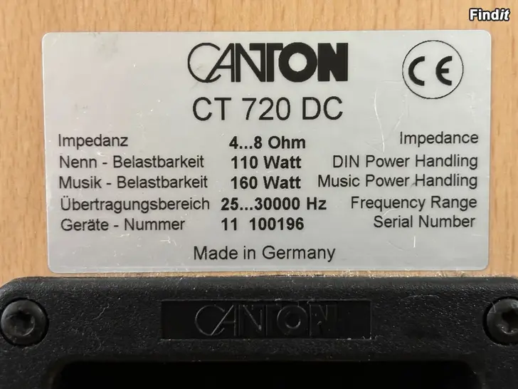 Säljes Högtalare Canton CT 720 DC