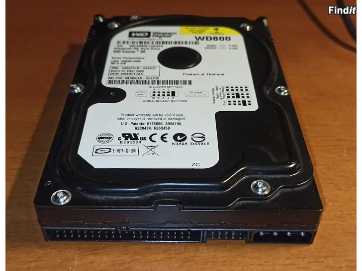 Myydään Western Digital 80GB 3.5 IDE kovalevy