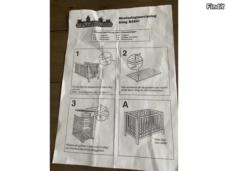 Säljes Pinnasänky  - Spjälsäng