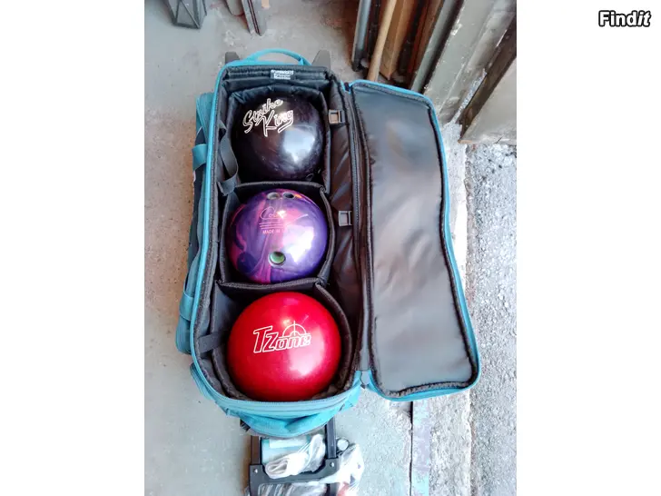 Säljes Bowlingkasse + bowlingklot