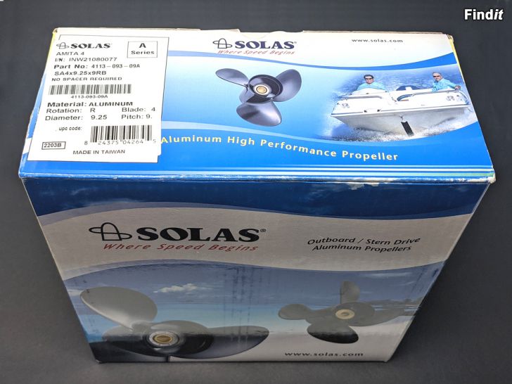 Säljes SOLAS Amita 4 Alu propeller 9.25 x 9