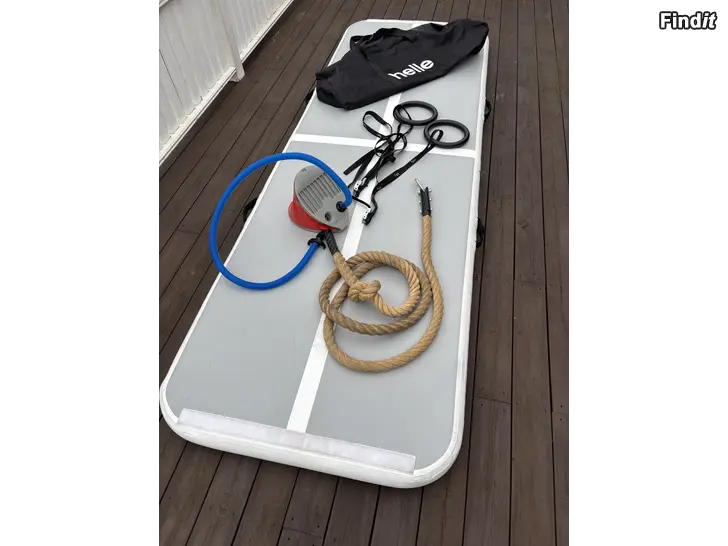 Säljes Helle airtrack, gymnastikringar, klätterrep