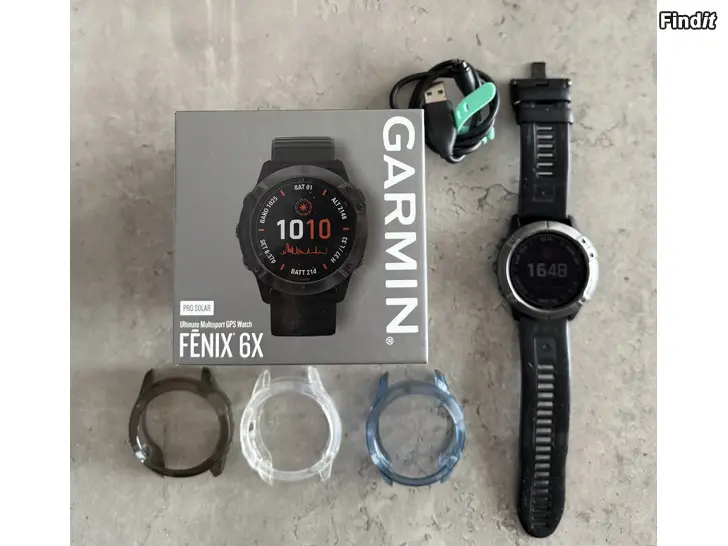 Myydään Garmin Fenix 6X Pro Solar Titanium