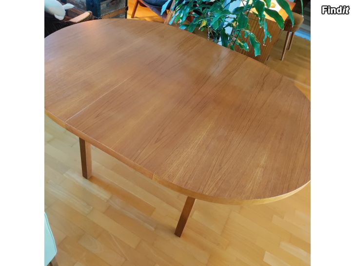 Myydään Vintage Teak Tiikki jatkettava ruokapöytä ISKU oy