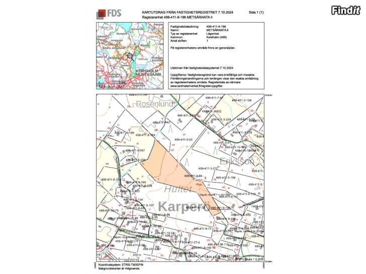 Myydään Kiinteistö, jolla on rakennusoikeus omakotitalolle, 4,349 ha Karperössä, Mustasaari