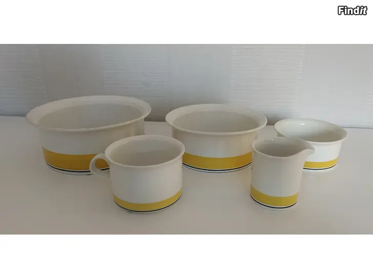 Myydään Arabia Faenza keltaraita astioita