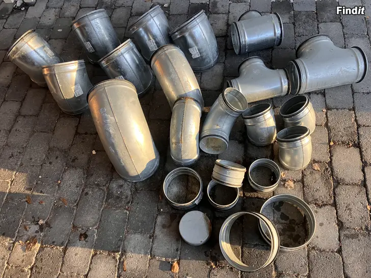 Myydään Ilmanvaihtokanavien Fläkt Woods putki- ja käyräosia