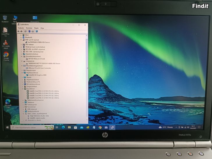 Myydään HP EliteBook 8570p, Win 10 Pro, i5