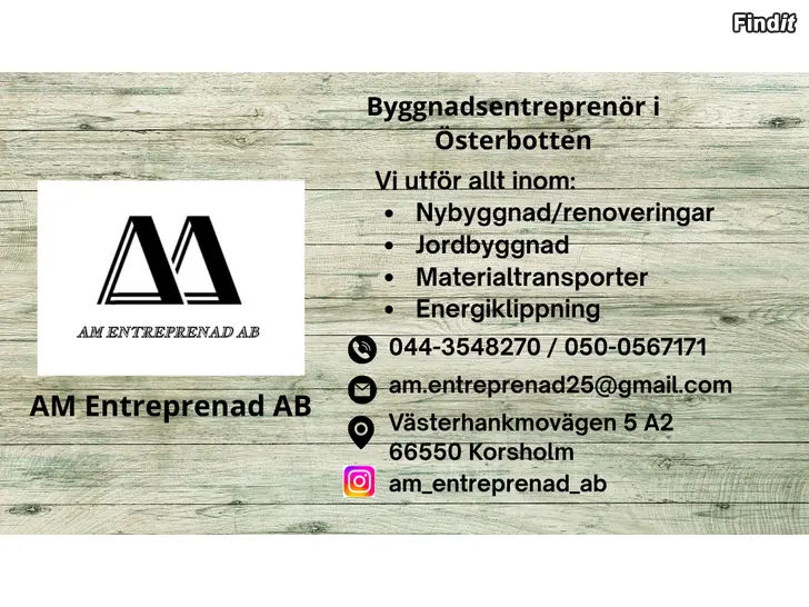 Säljes Entreprenad