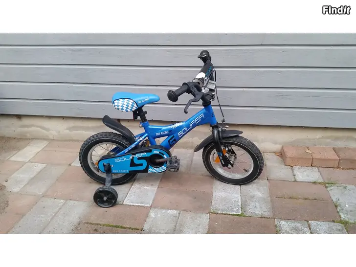 Myydään Solifer BMX Racing sininen 12tum polkupyörä ja apupyörät -hinta 30e