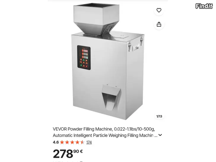 Säljes Pulverfyllningsmaskin V2  10500 g