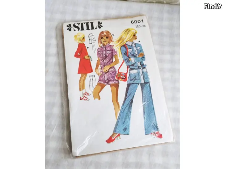 Myydään Vintage STIL 6001 70-luvun ompelukaava - takki, housut, haalari, mekko