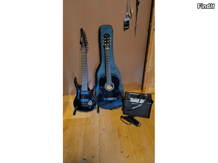 Säljes 8 strängad gitarr, akustisk gitarr och förstärkare