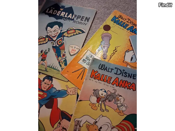Myydään Kalle anka, stålmannen fantomen osv 50-70 tal