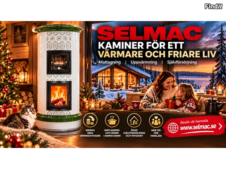 Säljes vedkamin med ugn