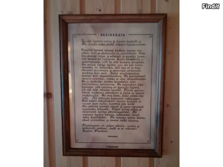 Säljes Desiderata taulu/ juliste