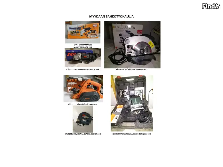 Myydään Vähän käytettyjä sähkötyökaluja edullisesti