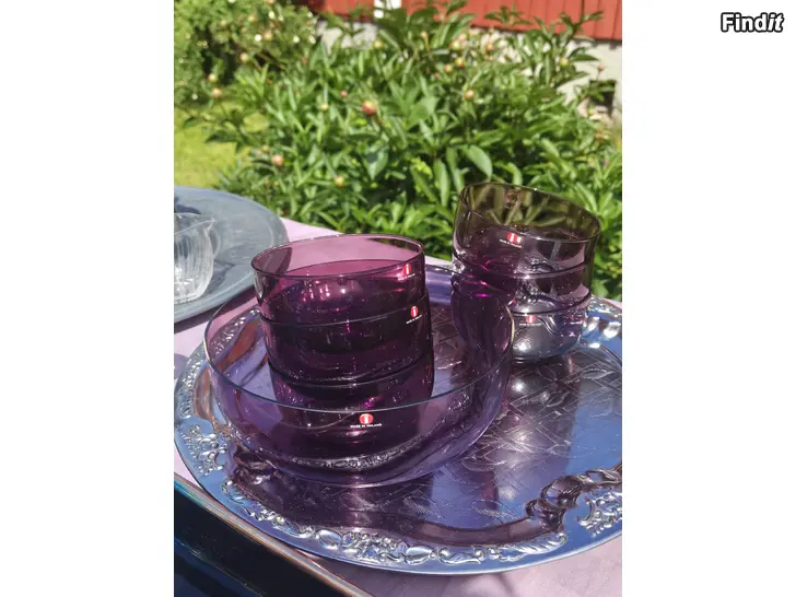 Säljes Timo Sarpaneva Iittala i-sarja lila kulho 10cm + 18cm