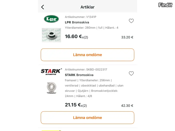 Myydään Volvo v40/s40 bromsskivor