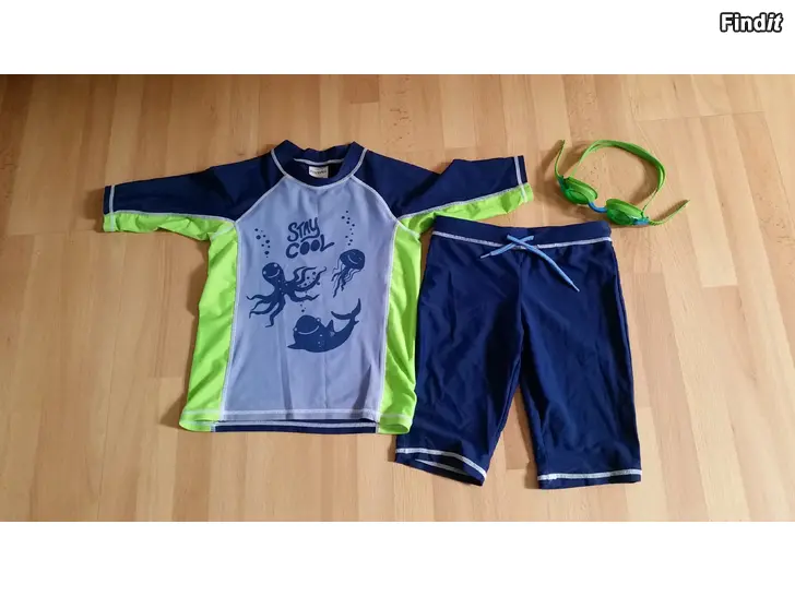 Myydään Kapp Ahl 2-osainen uima-asu 122-128  ja ProAgua uimalasit -10e