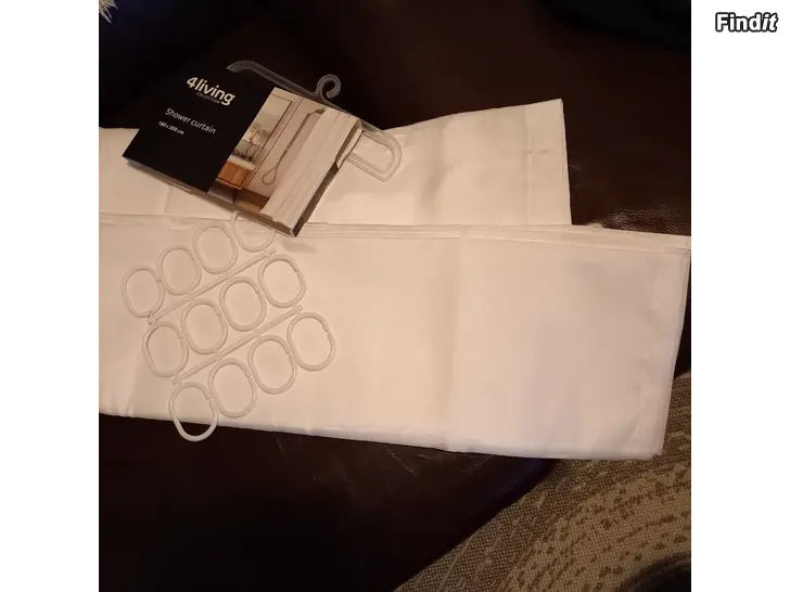 Myydään Valkoinen suihkuverho, 180x200cm, uusi