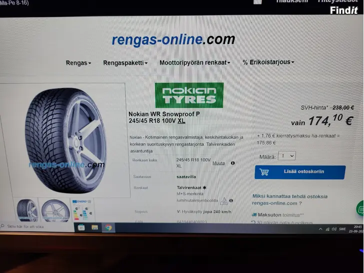 Säljes Nokia friktions däck 245 45 18