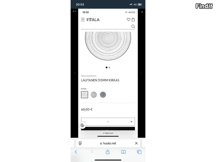 Myydään iittala kastehelmi 315 mm X2
