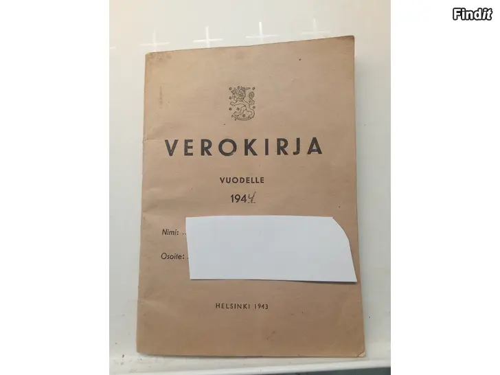 Myydään Ostokortti, verokirja vuodelta1944, kansanhuollon luovutusmääräys