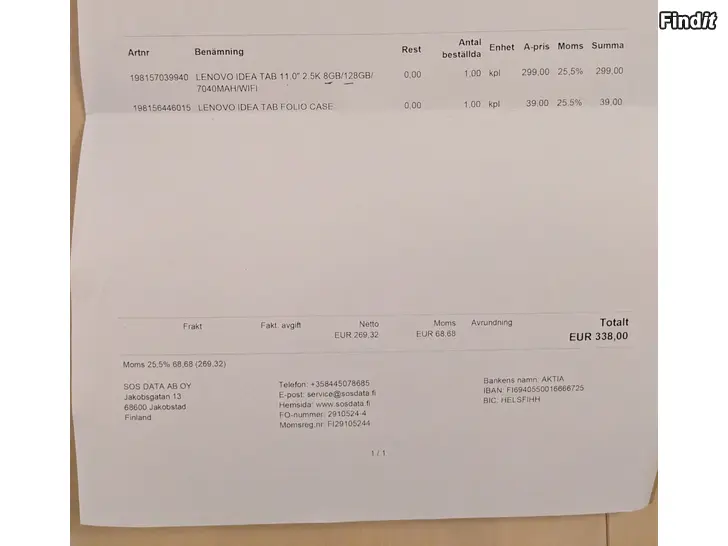 Säljes Säljer en Lenovo Idea TAB