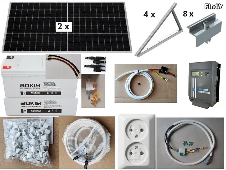Säljes Solelsystem 2x470W, 60A 2x200Ah Till sommarstuga, nytt, garanti