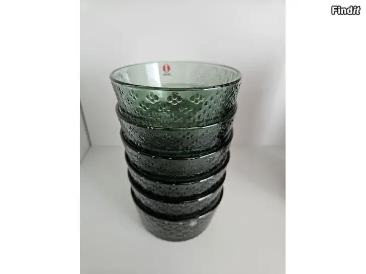 Säljes 6 st nya Iittala efterrättsskålar gröna