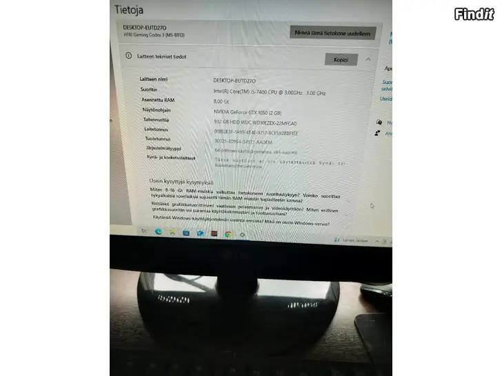 Säljes MSI Codex 3 Gaming pelitietokone