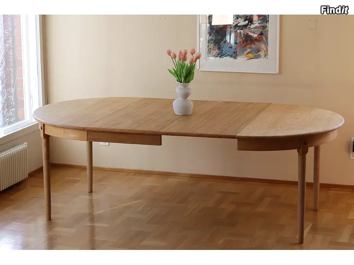 Myydään Tanskalainen pyöreä valkotammi pöytä