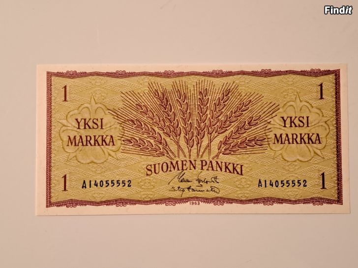 Myydään Seteli 1 mk 1963  pakkasileä