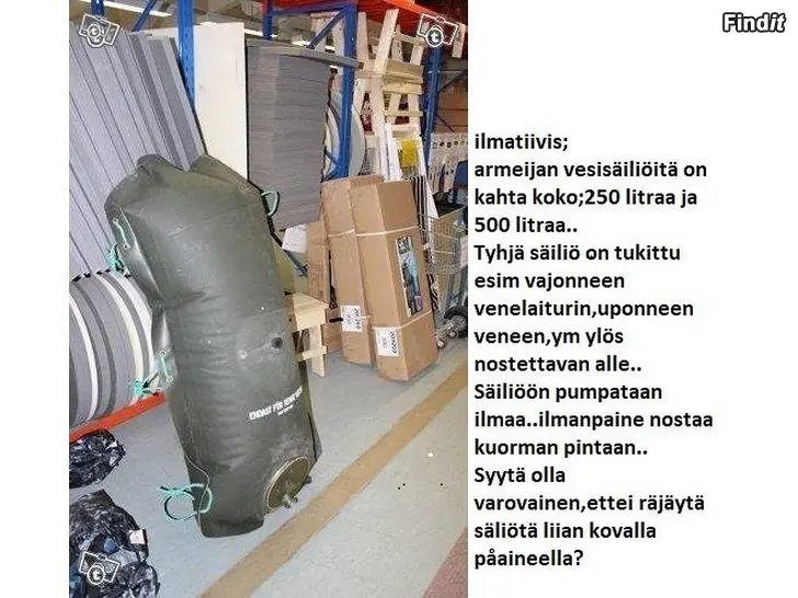 Myydään Vesisäliö,tyhjää kokoon taittuvia,armeijan säiliöitä,valurautapumppuja