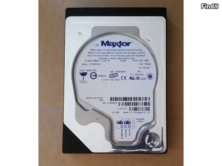 Myydään MAXTOR kovalevy ide ATA 40GB 10e