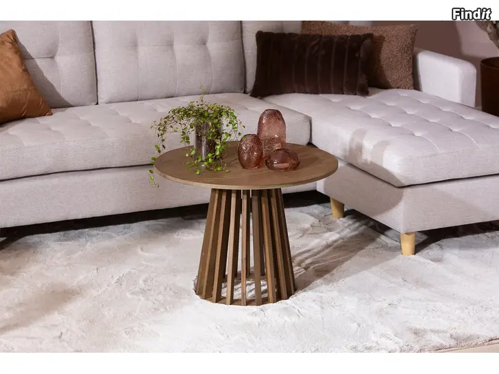 Myydään Uusi sohvapöytä pyöreä 60 cm luonnollinen ruskea tammi